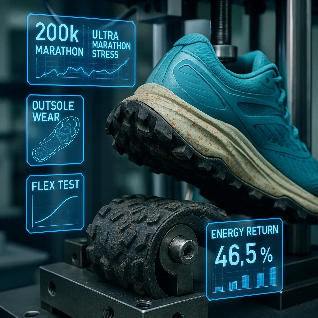 Best Trail Running Shoes for 200 Mile Ultra Marathons – 2025 Introduction 7 Trail shoe in lab test for 200K endurance durability and performance metrics.