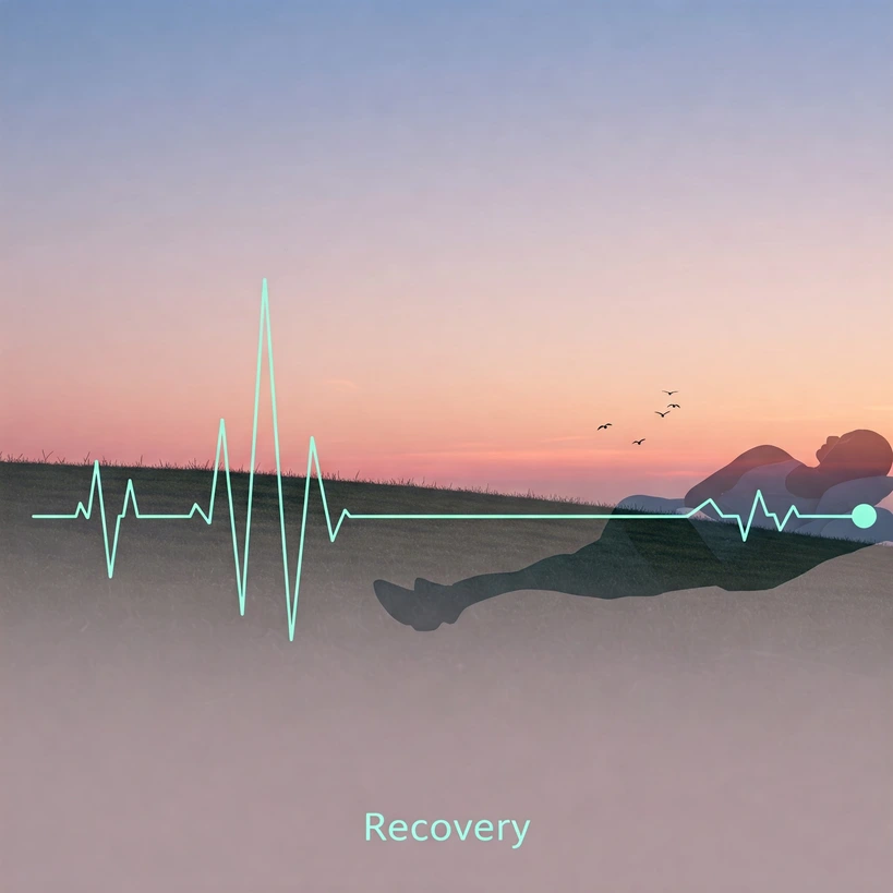 AI for Runners Sourcebook 2025: Training, Tech & Analysis 8 Abstract visualization of HRV graph indicating good running recovery and low stress.