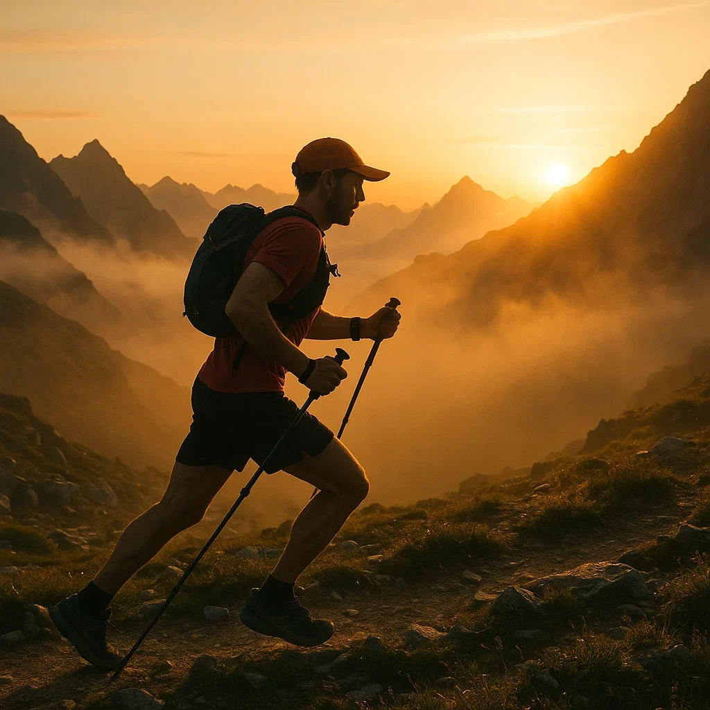 🥾 Fastpacking 101 – A Beginner’s Guide to Multi-Day Trail Running Adventures 4 A dynamic photo of a runner hiking into the wild with bold text overlay: “Fastpacking for Beginners – Run Further, Sleep Outside.”