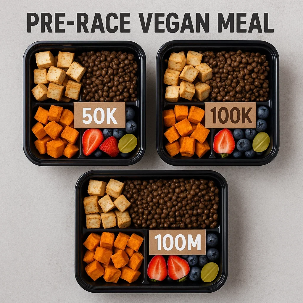 π₯¦ Plant-Based Diet for Ultramarathoners β Fueling Endurance on Vegan Nutrition 5 A stylized flat lay of pre race vegan meal prep boxes labeled for 2250K22 22100K22 and 22100M22 with ingredients like tofu lentils sweet potato and fruit vegan ultramarathon diet performance,vegan ultra runner diet plan,plant-based nutrition ultramarathon,vegetarian diet for endurance athletes,fueling ultras on vegan diet
