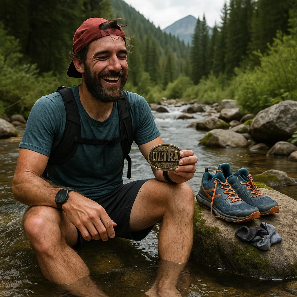Post-Ultramarathon Recovery ๐ 7 Steps to Bounce Back After 100 Miles 4 Runner soaking feet in cold stream after 100-mile ultramarathon