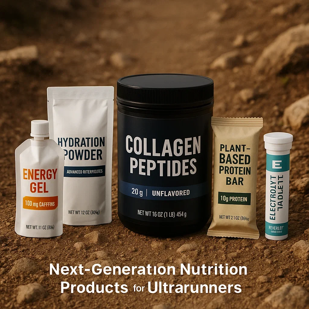 Next-generation nutrition products for ultrarunners, including energy gels, hydration powders, and protein bars.
