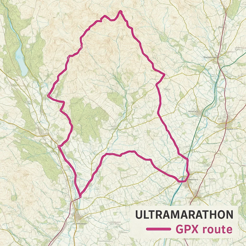 Understanding GPX Files for Ultramarathon Navigation 7 Map with a GPX route highlighted for an ultramarathon