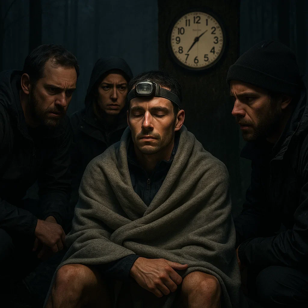 runner sitting with eyes closed wrapped in a blanket backyard ultra strategy tips,how to train for a backyard ultra,backyard ultra pacing strategy,last man standing race tips,backyard ultra world championship training