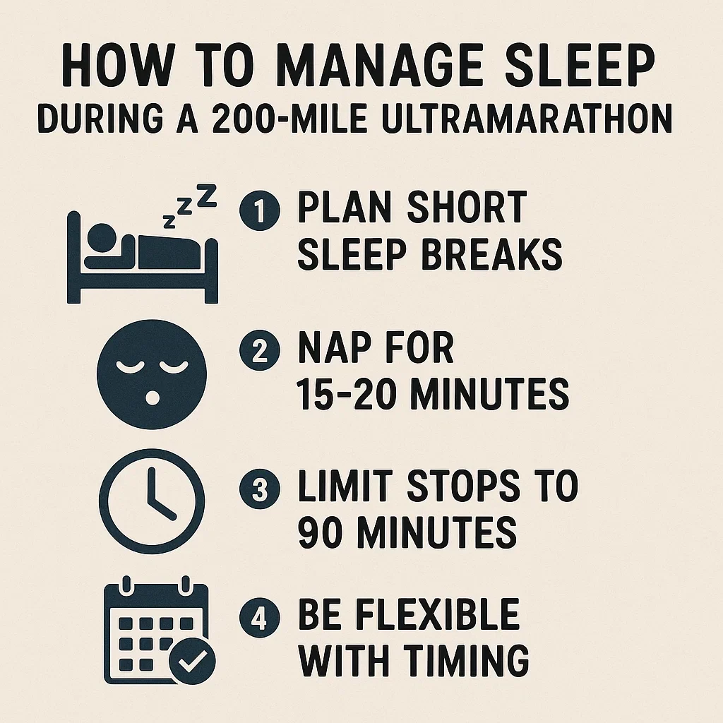 🌙 How to Manage Sleep During a 200-Mile Ultramarathon 3 Ultramarathon runner taking a brief nap at an aid station during a multi-day race.