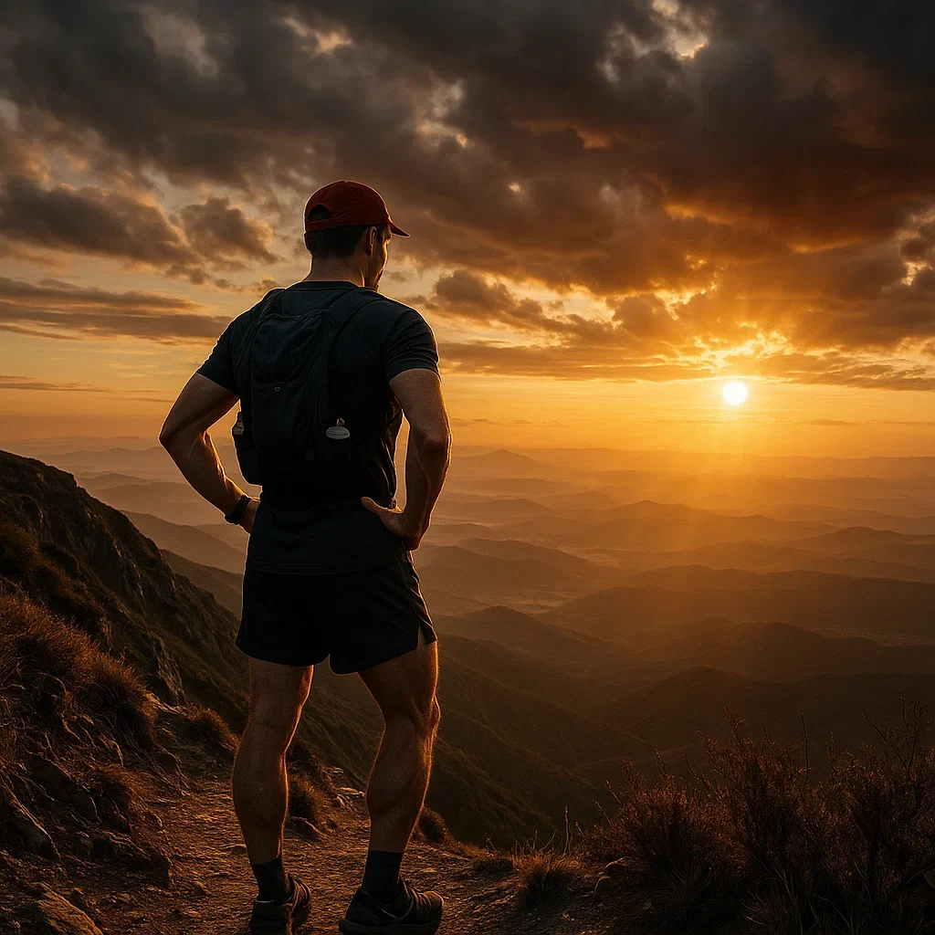 Ultra Marathon Training Plan 50K: Ultimate Guide 9 Runner mentally preparing for a 50K ultra marathon on a mountain trail.
