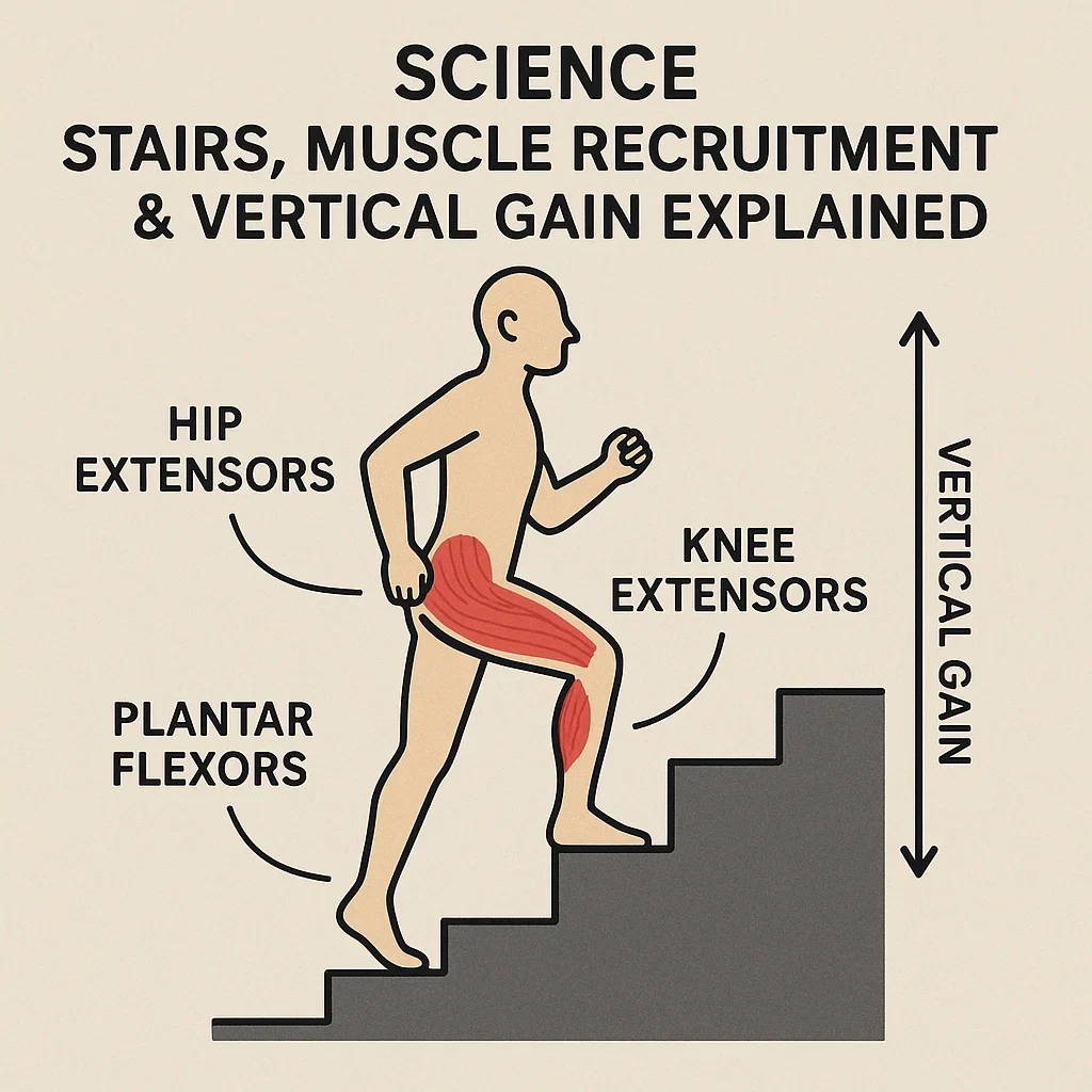 đ˘ Stair-Climber & Stairs Workouts for Ultra Runners: Build Strength & Vert in the City 3 Science Stairs Muscle Recruitment Vertical Gain stair climber workout ultra,city stairs ultra,urban vert training,indoor hill workout,stairs for ultramarathon