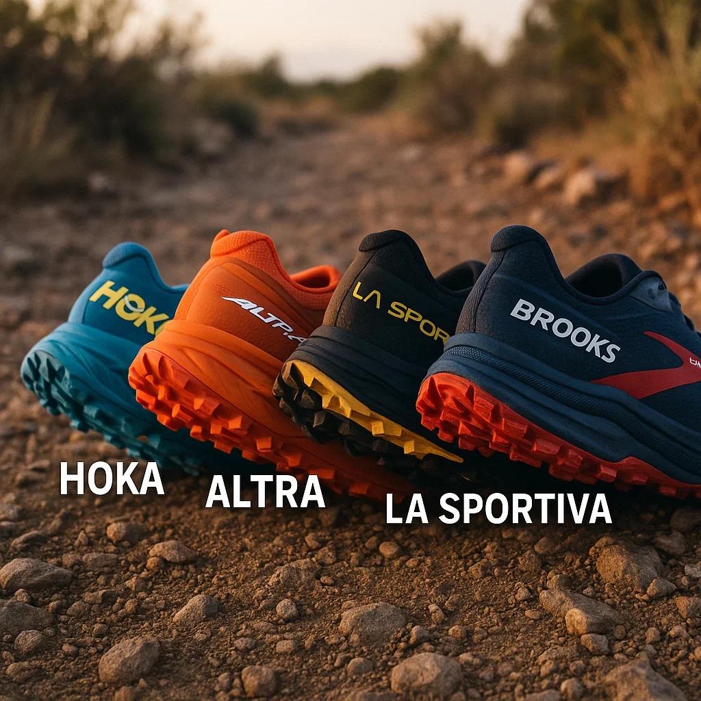 Best Trail Running Shoes for 100K Ultra Marathons – 2025 Guide 3 Close-up of 100K trail shoes with focus on outsoles and details of durability.