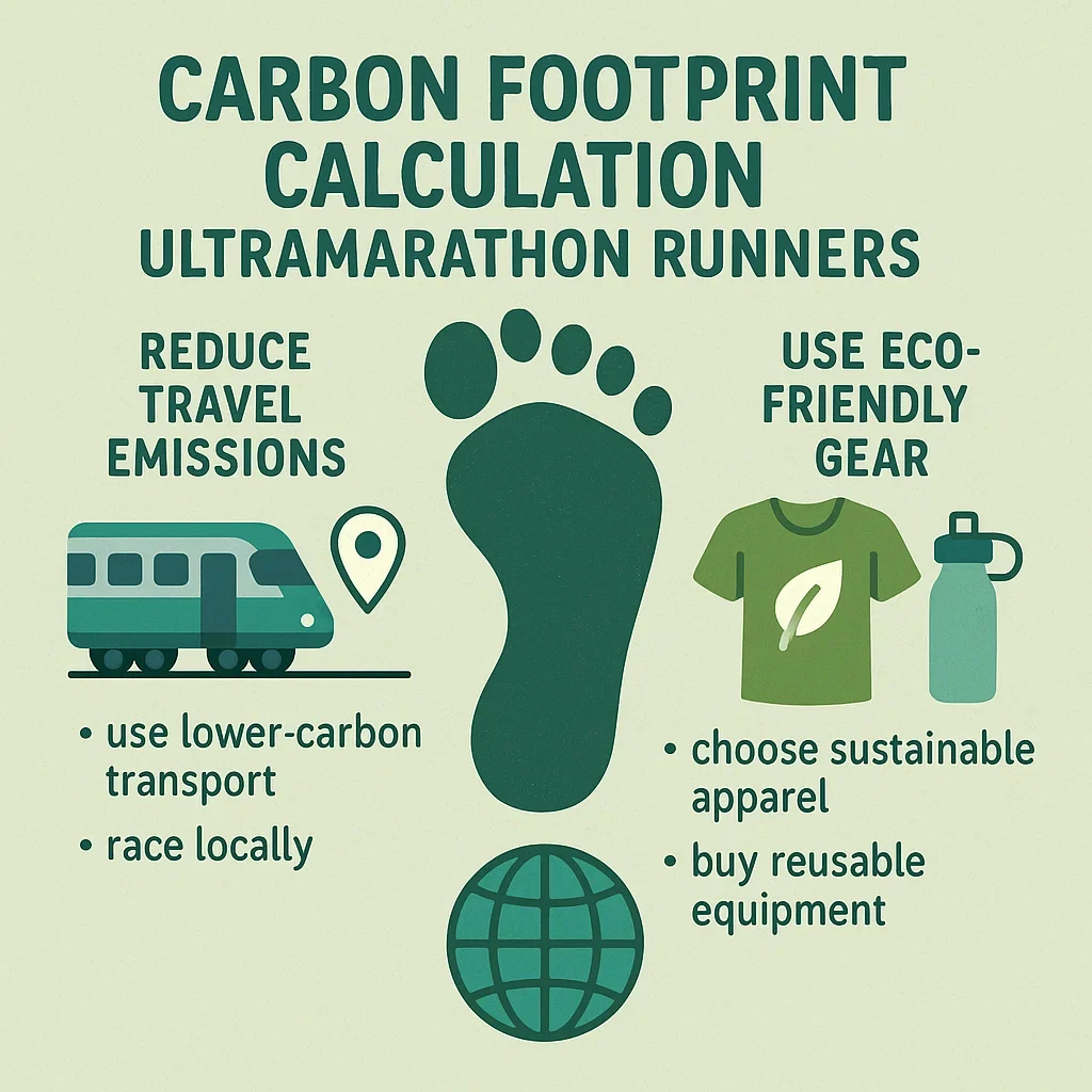 Carbon footprint calculation for ultramarathon runners, showing sustainable practices.