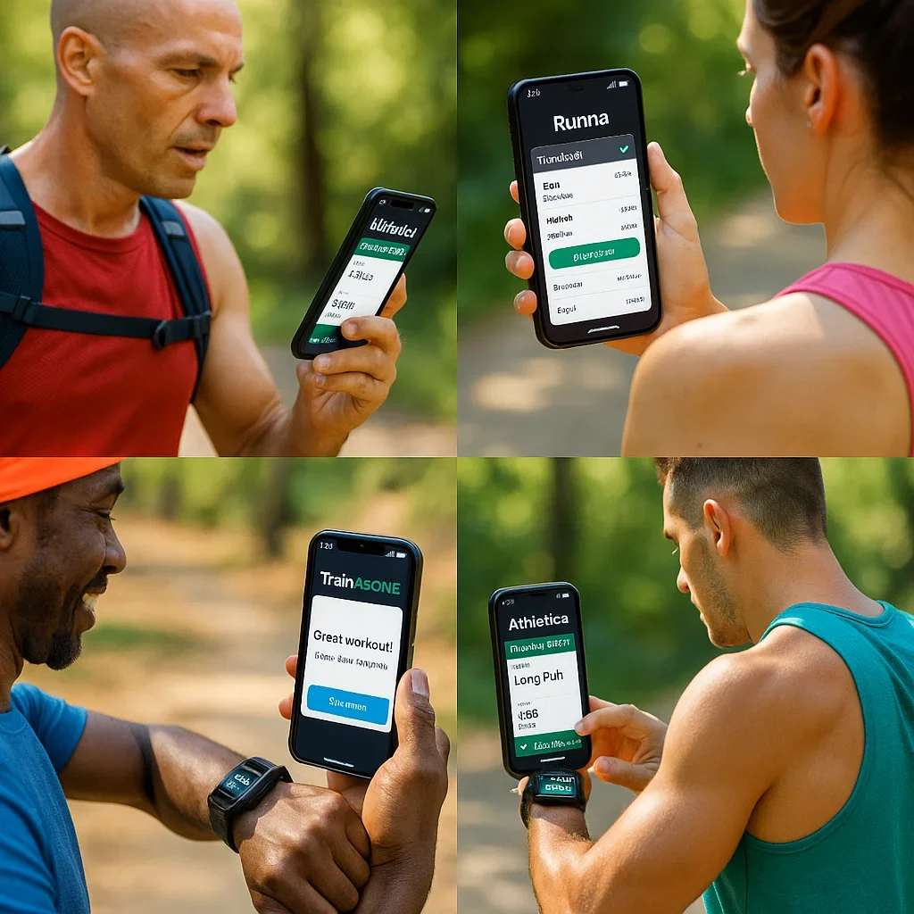 multiple ultrarunners use different AI coach apps (Athletica, Runna, TrainAsONE) on phones and watches
