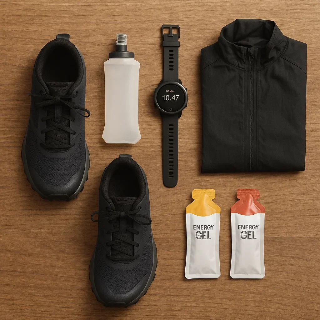 Trail running gear essentials for 30K–50K races.