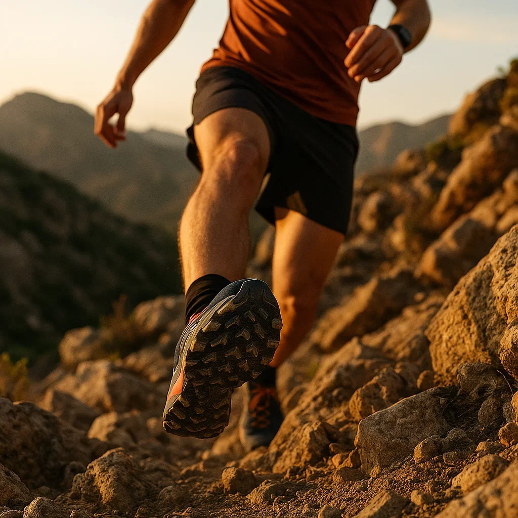 Best Trail Running Shoes for Sub-Ultra Distances (20–49 km) – 2025 Guide 5 Trail shoe performance test on rocky downhill terrain for sub-ultra running.