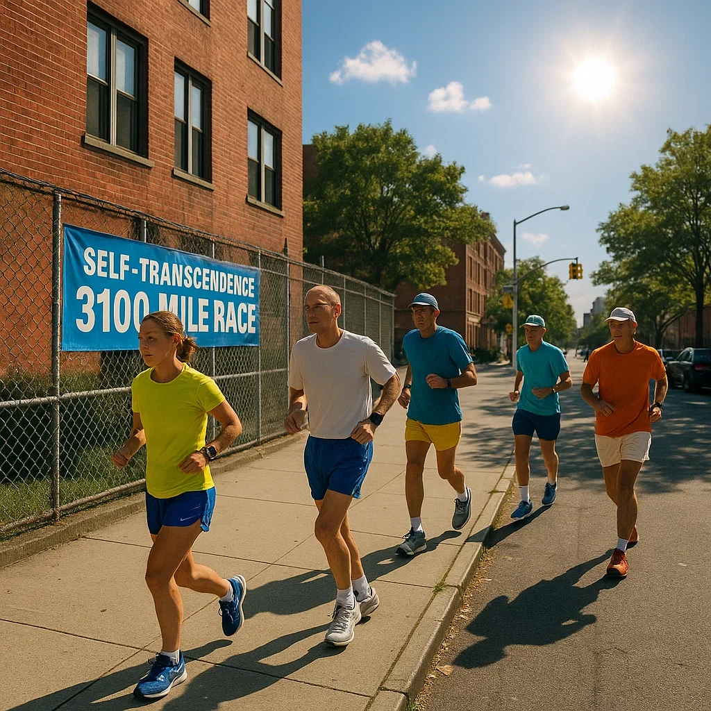 Ultra Marathon Distance: Complete Guide to All Ultra Running Distances 7 Runners in the Self-Transcendence 3100 Mile Race, running around a city block.