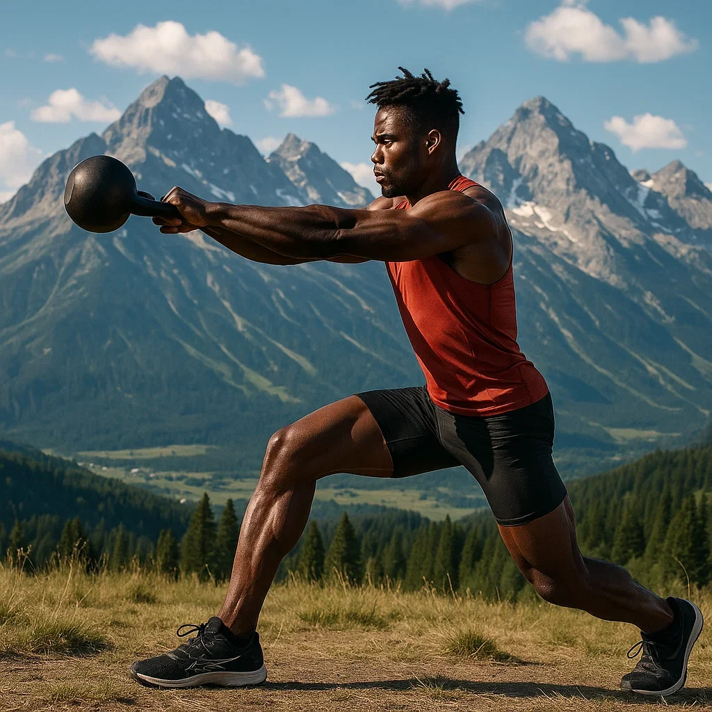 ποΈββοΈ Ultramarathon Strength & Cross-Training: Boost Your Endurance and Resilience 10 Ultrarunner performing kettlebell swings to build strength and power.